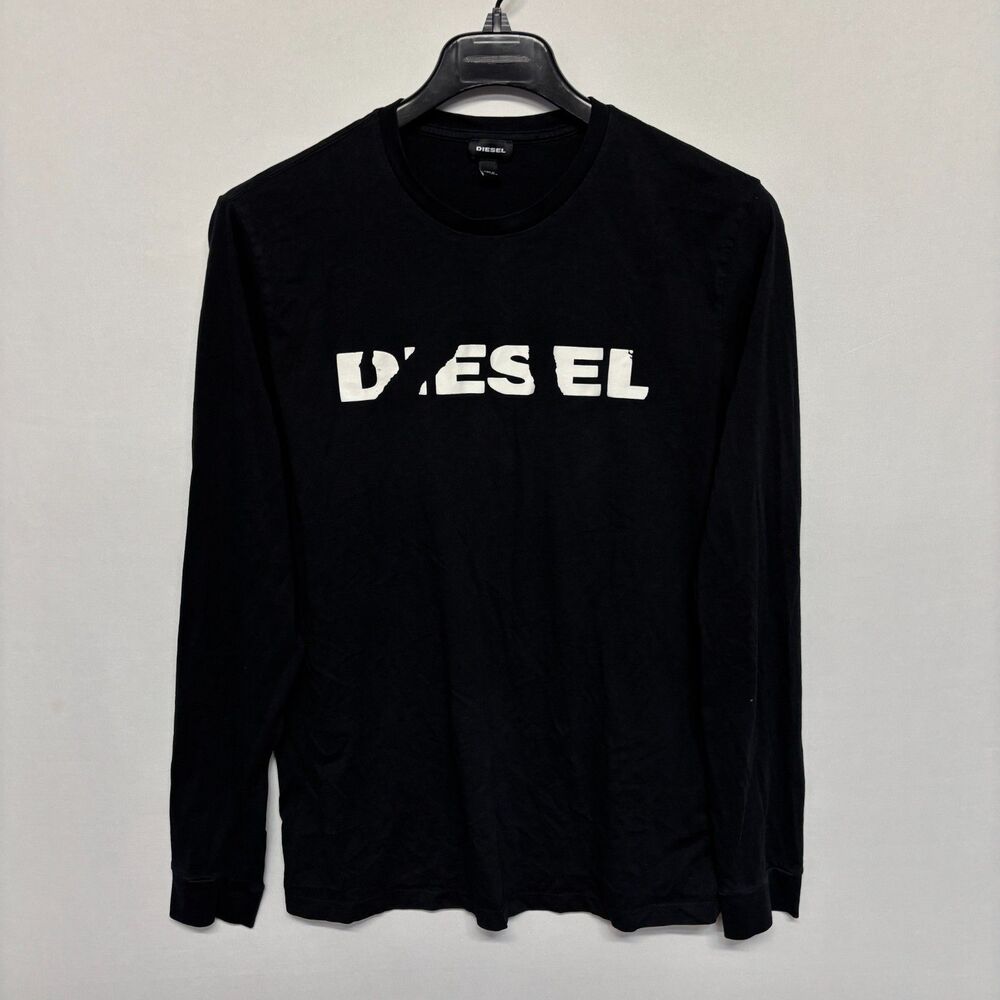 Diesel Men Long Sleeve Tee T-Shirt Top Size XXL 2XL Black C130 -21